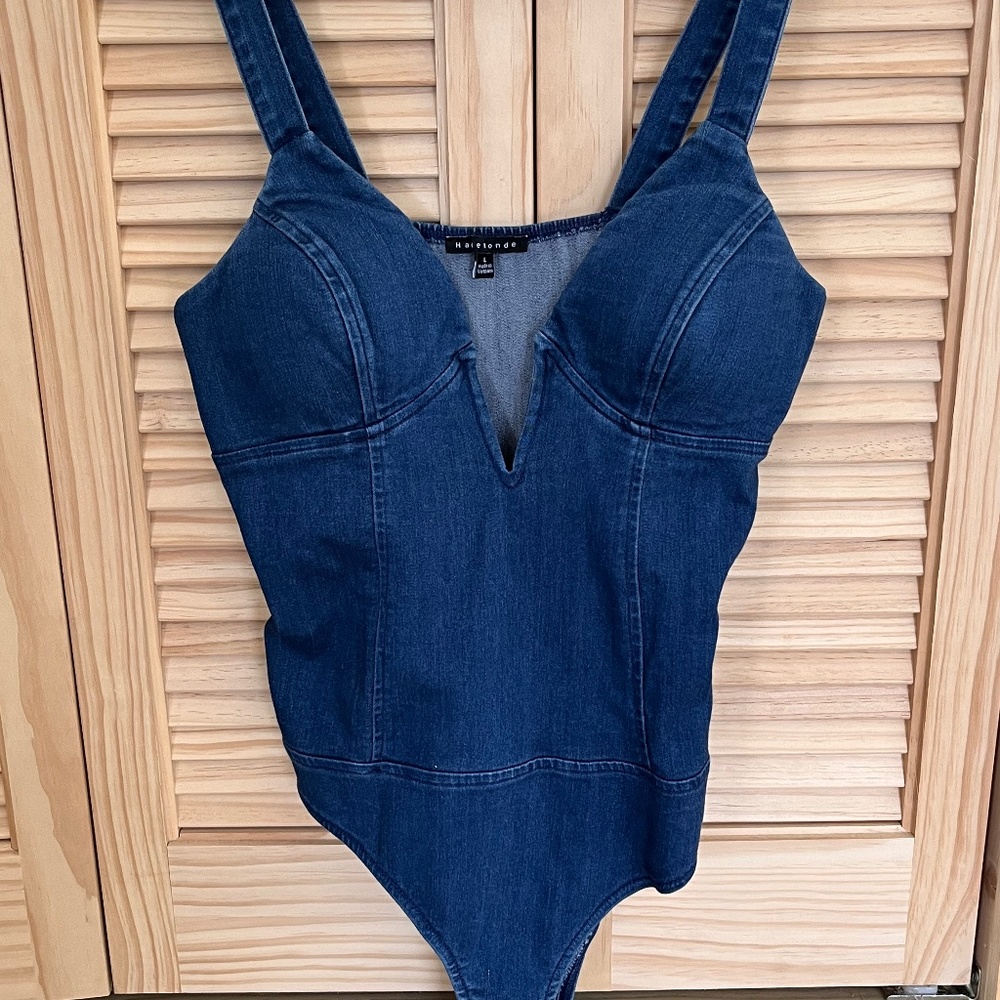 Blue jean body suit